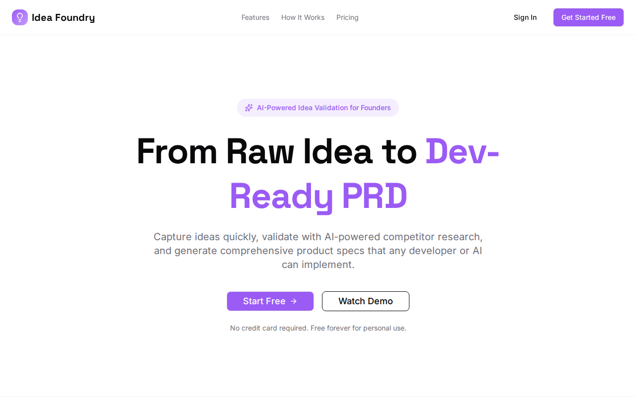 Idea-Foundry — AI-powered idea validation platform